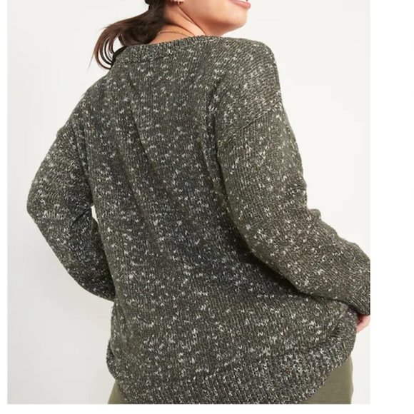 NWT Old Navy Knitted Cotton-Blend Sweater; Speckled Green; Medium (Regular) - Picture 2 of 10